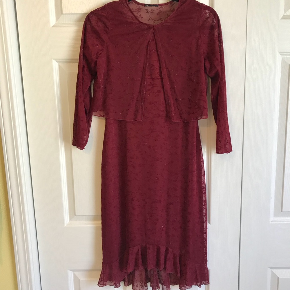Up Front Burgundy Girls Dress